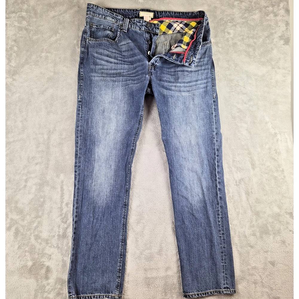 Carbon 2 Cobalt Jeans Mens 38 Blue Denim Straight Leg Button Fly Flannel Pockets